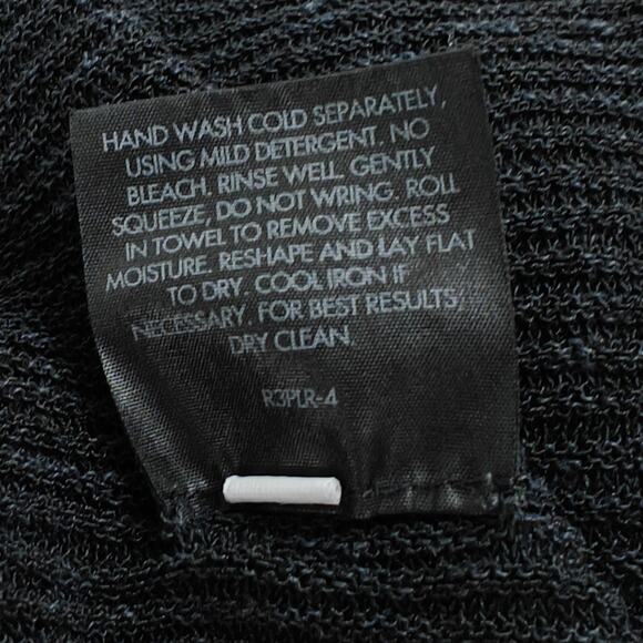 EILEEN FISHER Linen Blend Open Front Cardigan Sweater Large Black Lightweight - Picture 9 of 9